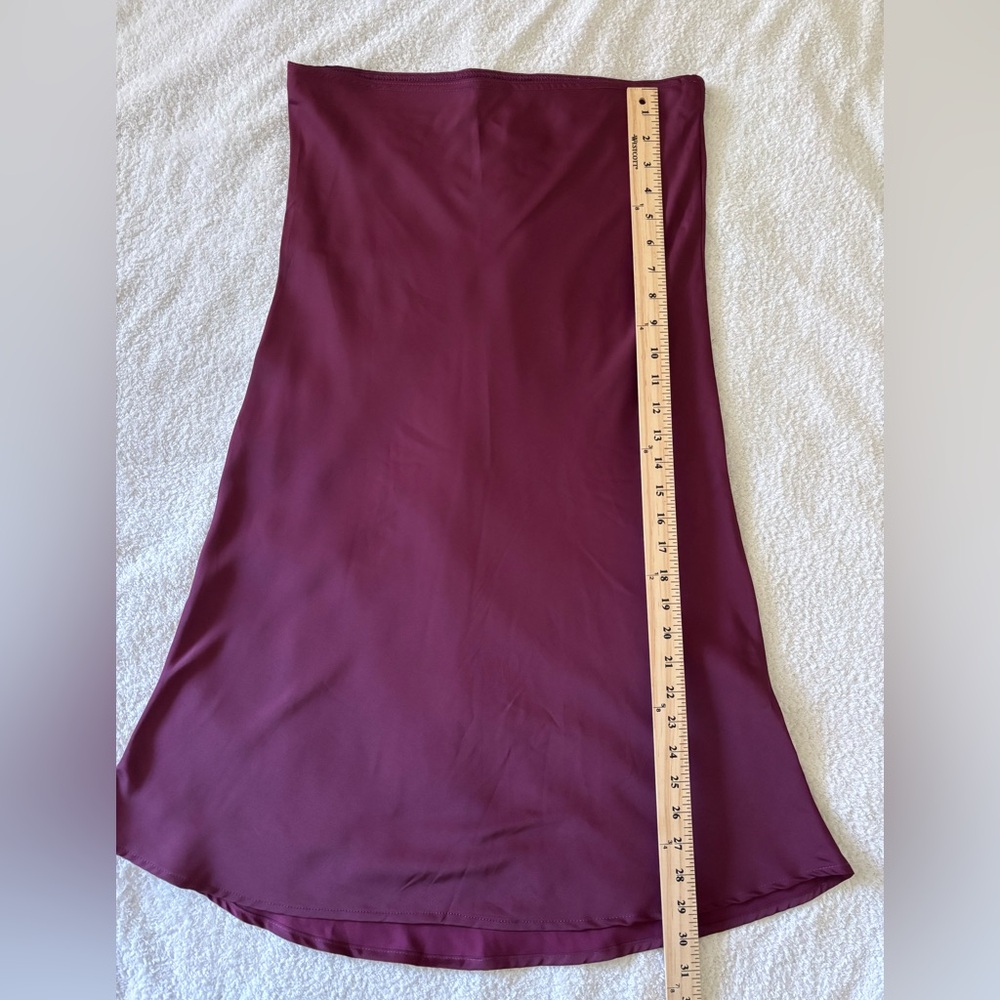 Women’s Elastic High Waist Solid Burgundy Maxi Skirt - Picture 7 of 10